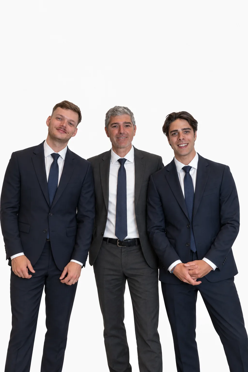 Three members of the Be Protected Yachting team in business suits.